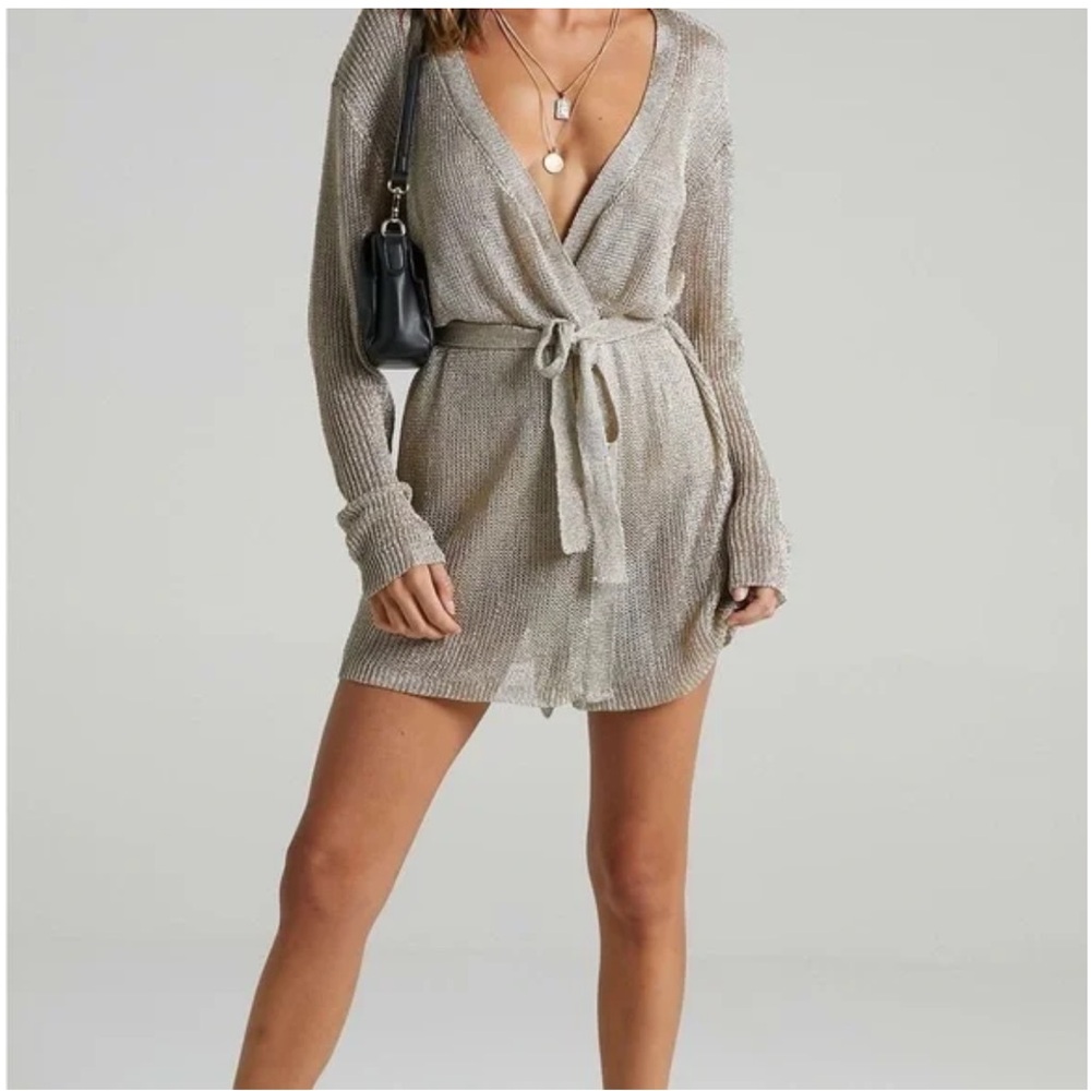 Lioness Metallic Gold Open Mini Dress